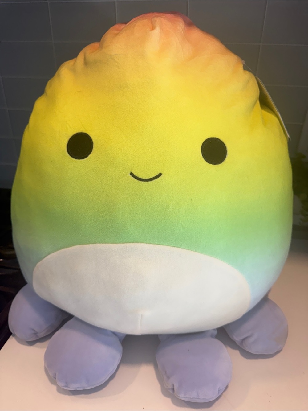 Squishmallows Elodie Plush Octopus in Yellow and Green Gradient